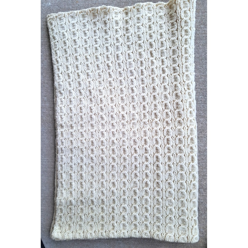 Throw Blanket Ivory Knit From 100% Virgin Wool Bemidji Woolen Mills MINN 58x35 "
